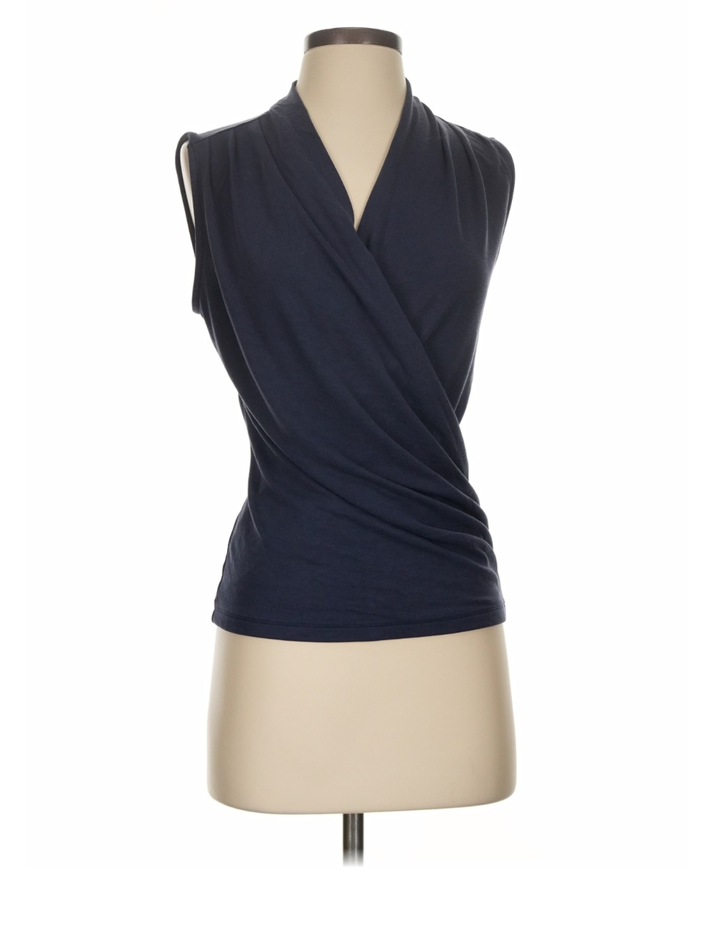 Banana Republic Navy Jersey Drape Faux-Wrap Sleeveless Tank Top